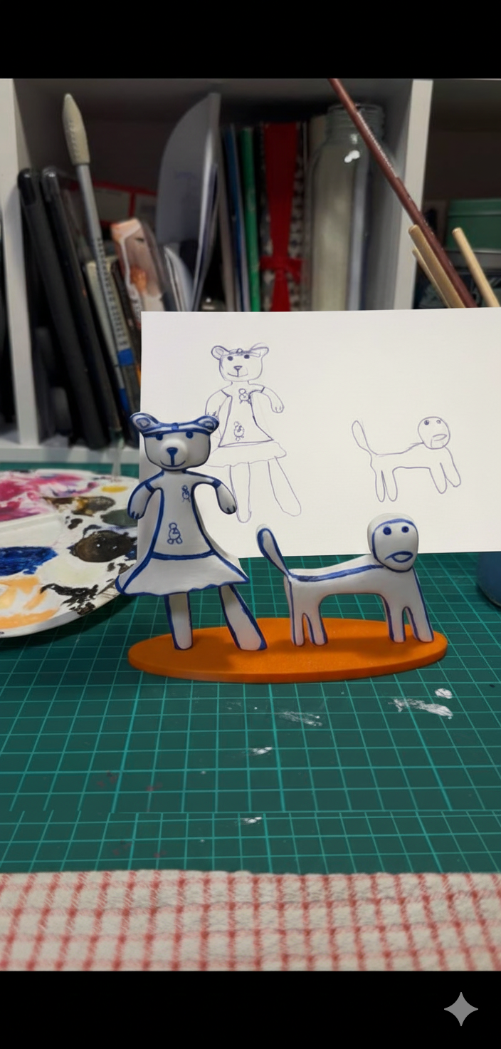 3D sculpture of child's drawing